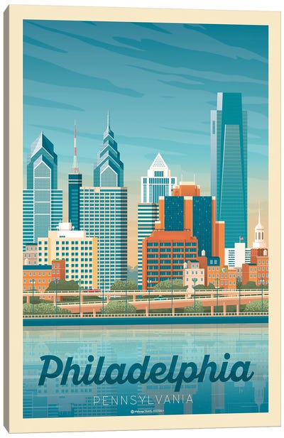 Philadelphia Pennsylvania Travel Poster Canvas Art Print - Scenic & Nature Typography