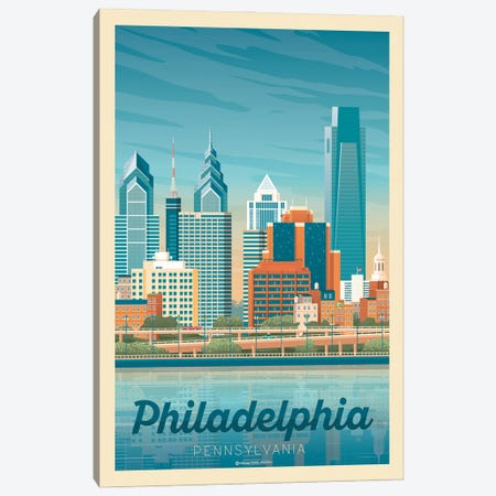 Philadelphia Pennsylvania Travel Poster Canvas Print #OTP65} by Olahoop Travel Posters Canvas Art Print