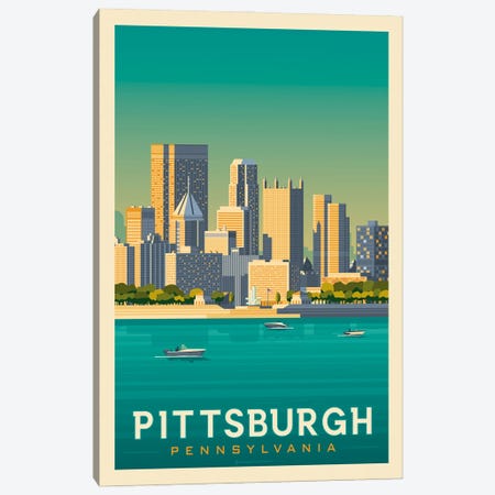 Pittsburgh Pennsylvania Travel Poster Canvas Print #OTP66} by Olahoop Travel Posters Canvas Print