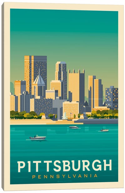 Pittsburgh Pennsylvania Travel Poster Canvas Art Print - Pittsburgh Travel Posters