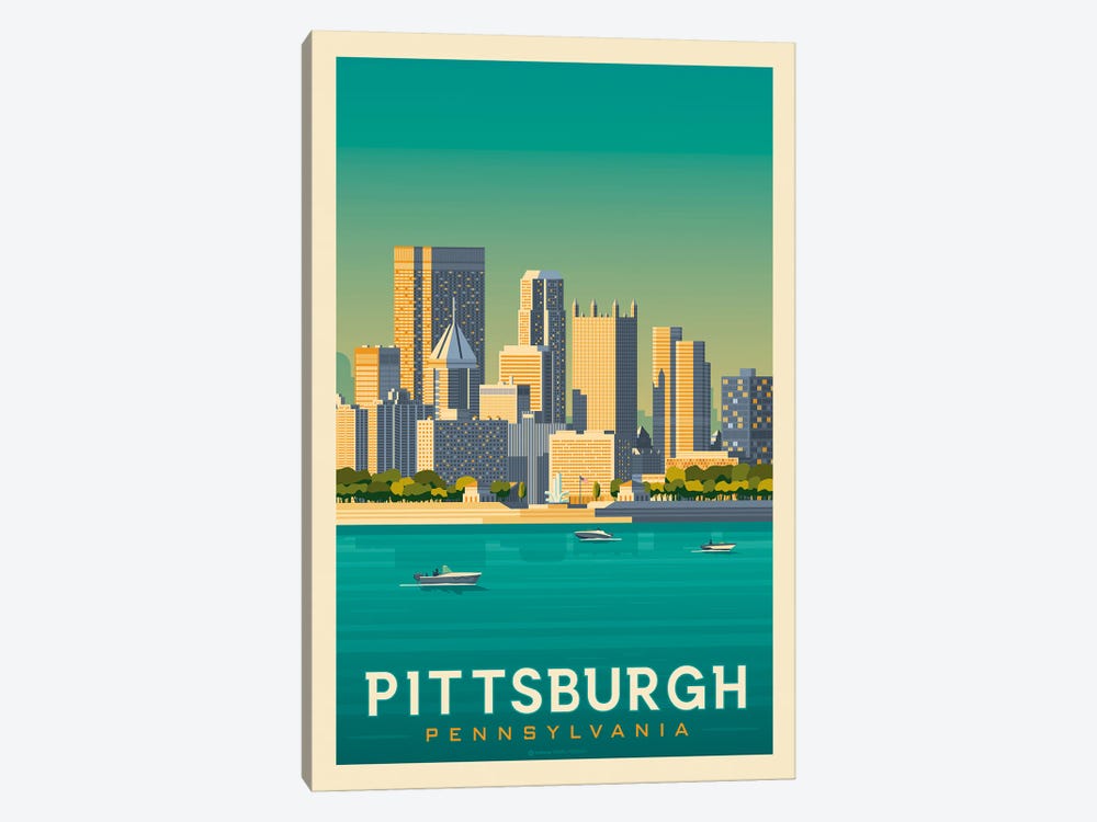 Pittsburgh Pennsylvania Travel Poster by Olahoop Travel Posters 1-piece Canvas Print