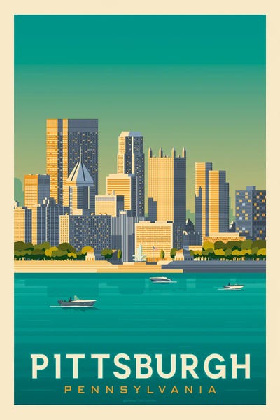 Olahoop Travel Posters: Pittsburgh Pennsylvania Travel Poster by Olahoop Travel Posters