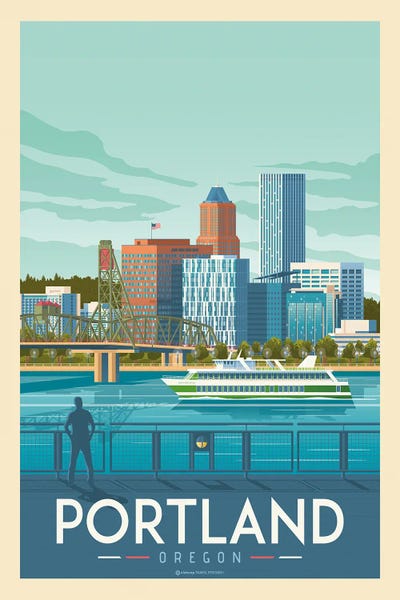 Oregon: Portland Oregon Travel Poster by Olahoop Travel Posters