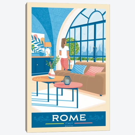 Rome Travel Poster Canvas Print #OTP70} by Olahoop Travel Posters Art Print