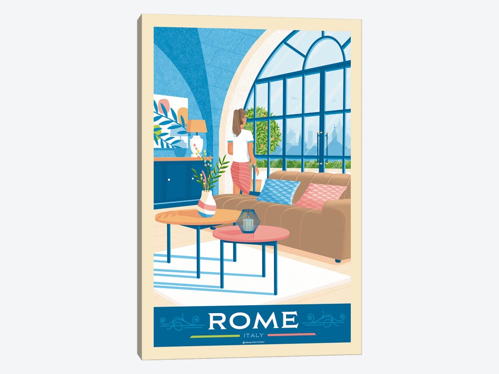 Rome Travel Poster by Olahoop Travel Posters 1-piece Canvas Wall Art