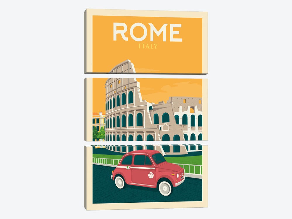 Rome Italy Travel Poster by Olahoop Travel Posters 3-piece Canvas Print