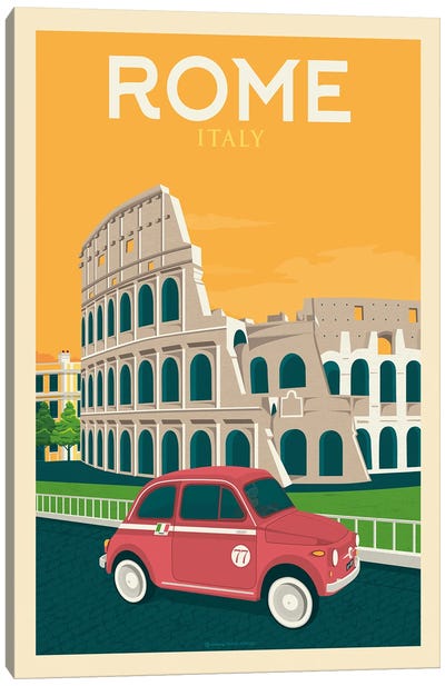 Rome Italy Travel Poster Canvas Art Print - Landmarks & Attractions