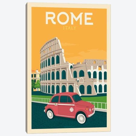 Rome Italy Travel Poster Canvas Print #OTP71} by Olahoop Travel Posters Canvas Print