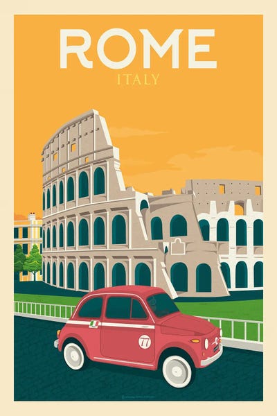 Wonders Of The World: Rome Italy Travel Poster by Olahoop Travel Posters