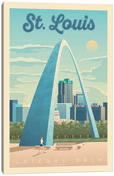 St Louis Travel Poster Canvas Art Print - Olahoop Travel Posters