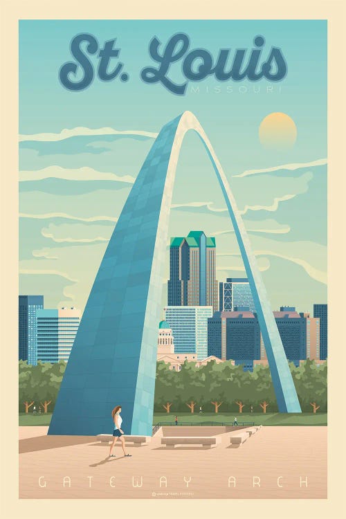 St Louis Travel Poster by Olahoop Travel Posters wall art