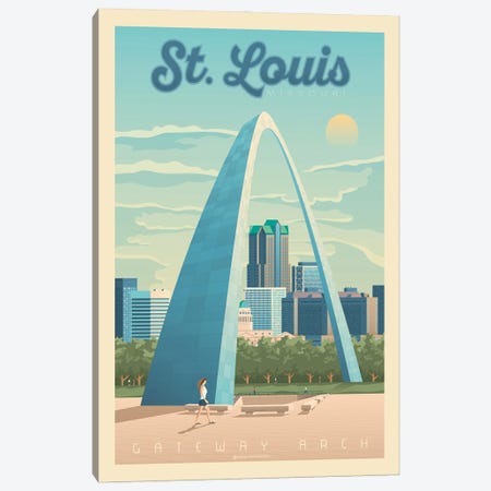 St Louis Travel Poster Canvas Print #OTP72} by Olahoop Travel Posters Art Print