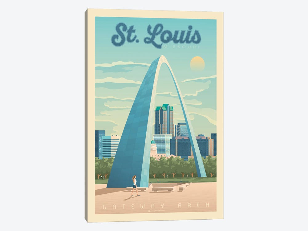 St Louis Travel Poster by Olahoop Travel Posters 1-piece Canvas Art