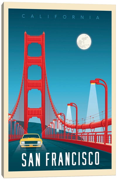 San Francisco Golden Gate Bridge Travel Poster Canvas Art Print - Golden Gate Bridge