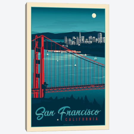 San Francisco California Travel Poster Canvas Print #OTP77} by Olahoop Travel Posters Canvas Art