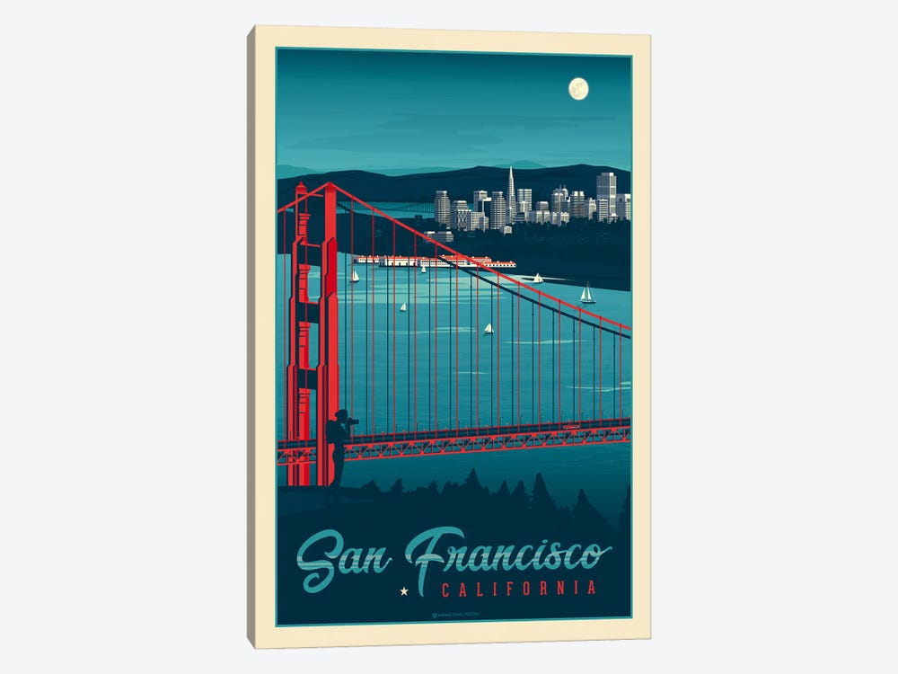 San Francisco California Travel Poster by Olahoop Travel Posters 1-piece Art Print