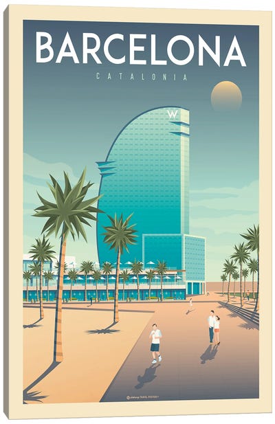 Barcelona Hotel W Spain Travel Poster Canvas Art Print - Spain Art