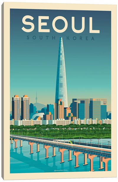 Seoul South Korea Travel Poster Canvas Art Print - Olahoop Travel Posters