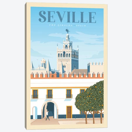 Seville Andalousia Travel Poster Canvas Print #OTP82} by Olahoop Travel Posters Canvas Artwork