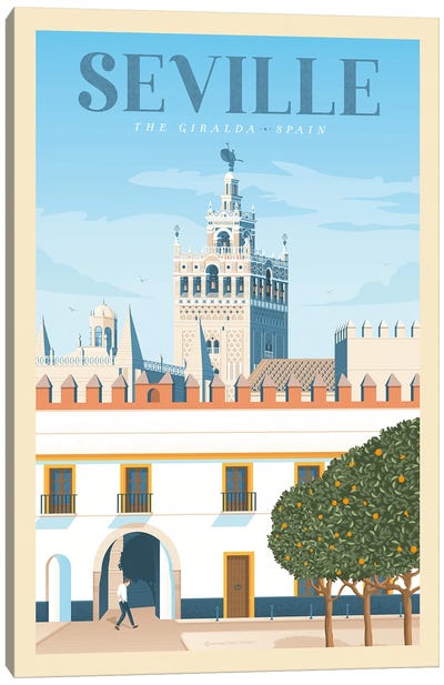 Seville Andalousia Travel Poster Canvas Art Print - Spain Art