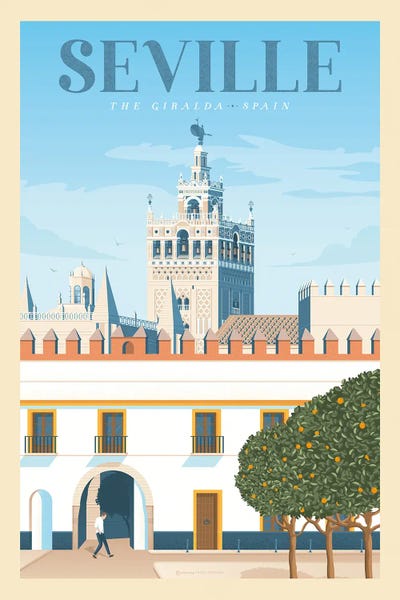 Olahoop Travel Posters: Seville Andalousia Travel Poster by Olahoop Travel Posters