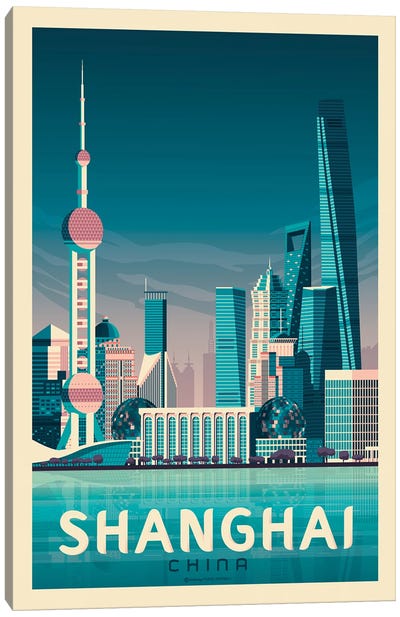 Shanghai China Travel Poster Canvas Art Print - Olahoop Travel Posters
