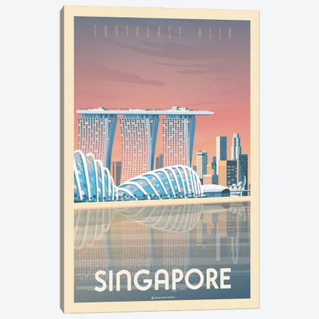 Singapore Marina Bay Sands Travel Poster Canvas Print #OTP84} by Olahoop Travel Posters Art Print