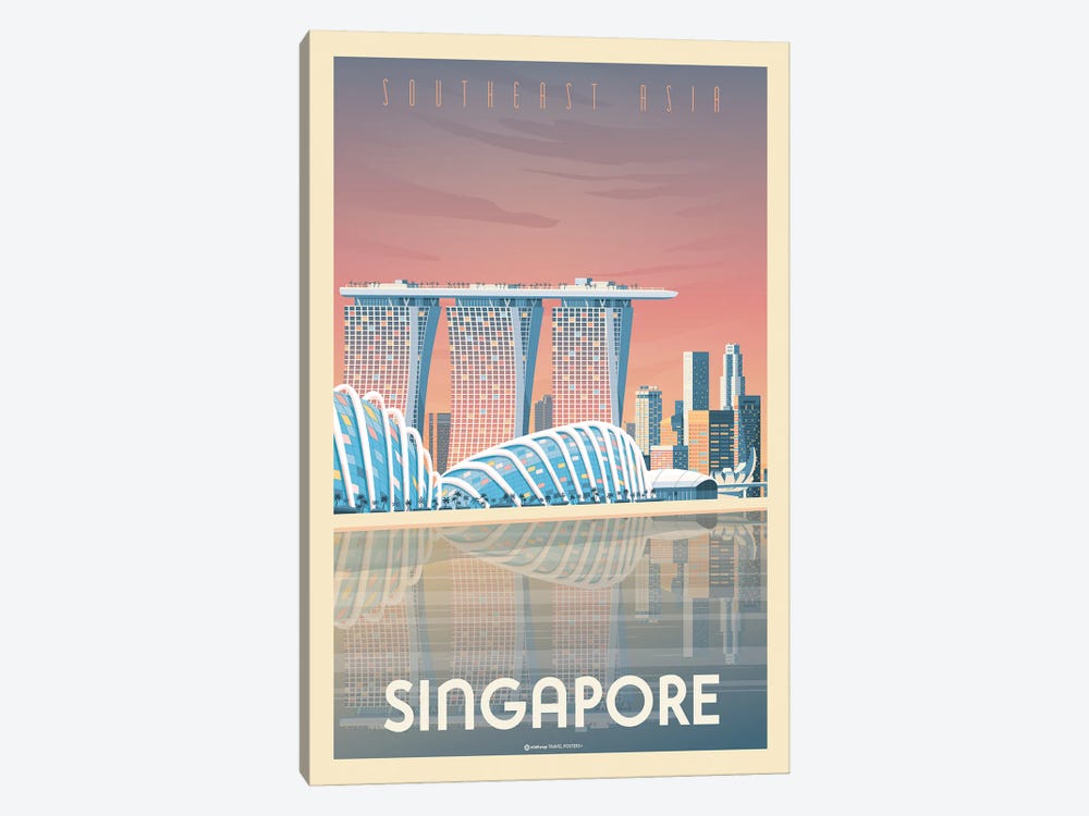 Singapore Marina Bay Sands Travel Poster by Olahoop Travel Posters 1-piece Canvas Print