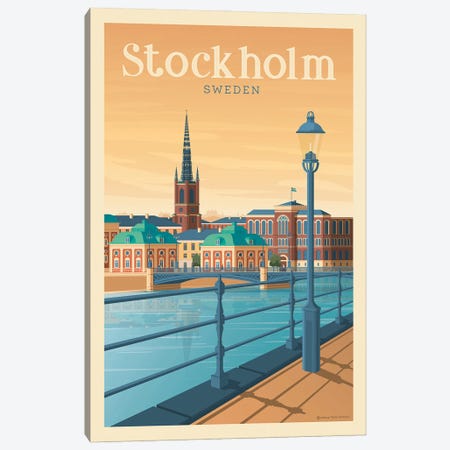 Stockholm Sweden Travel Poster Canvas Print #OTP85} by Olahoop Travel Posters Canvas Print