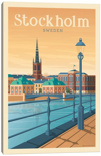 Stockholm Sweden Travel Poster Canvas Art Print - Stockholm Art