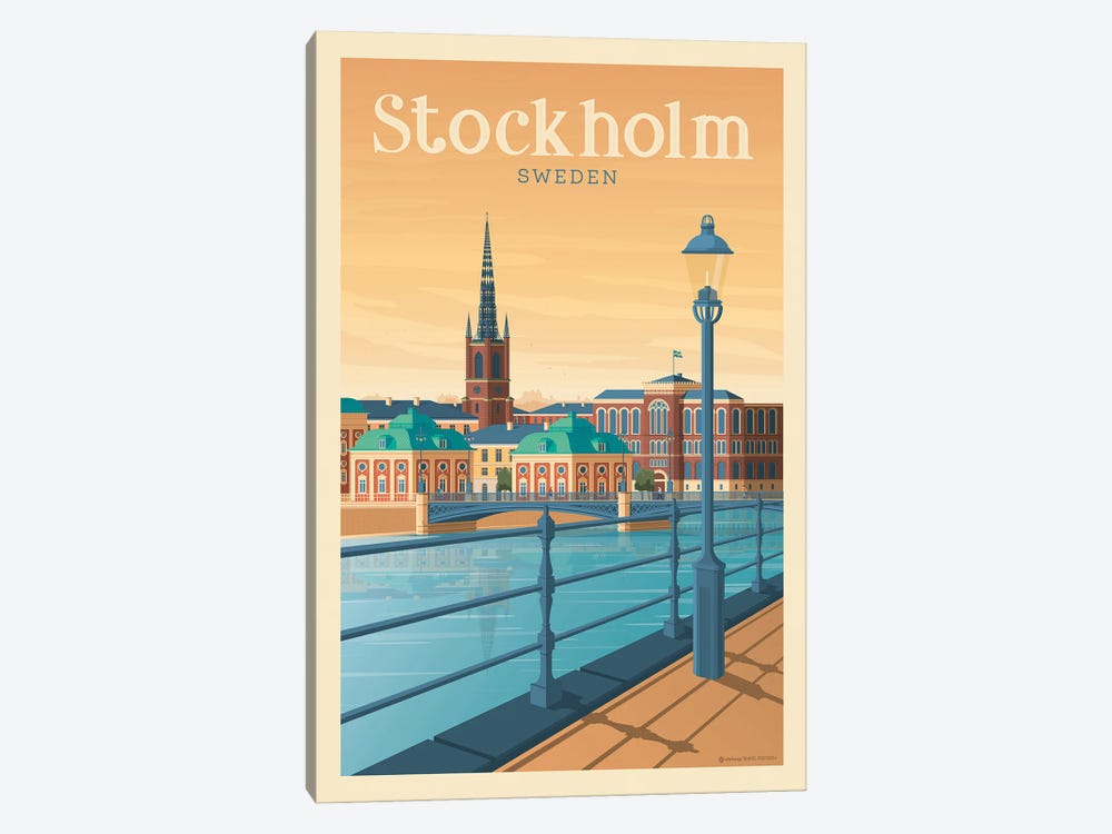 Stockholm Sweden Travel Poster by Olahoop Travel Posters 1-piece Canvas Artwork