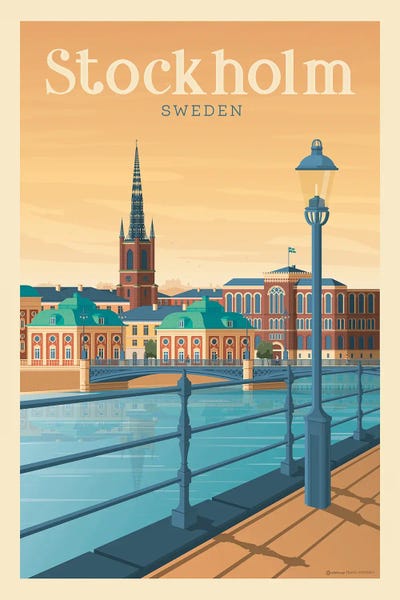 Olahoop Travel Posters: Stockholm Sweden Travel Poster by Olahoop Travel Posters