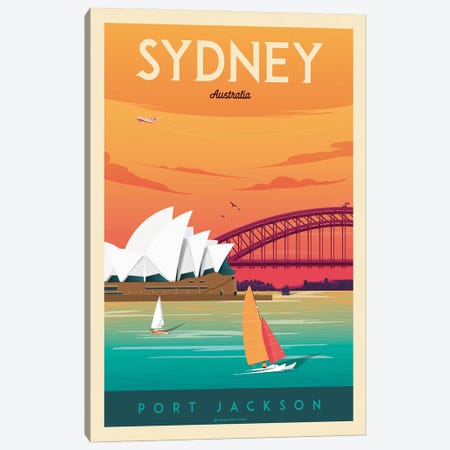 Sydney Australia Travel Poster Canvas Print #OTP87} by Olahoop Travel Posters Canvas Art Print
