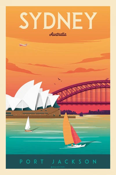 Olahoop Travel Posters: Sydney Australia Travel Poster by Olahoop Travel Posters