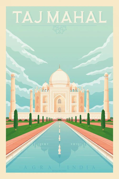 Taj Mahal India Travel Poster