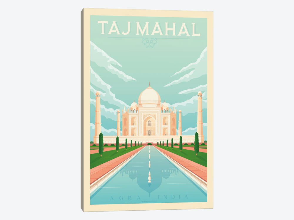 Taj Mahal India Travel Poster by Olahoop Travel Posters 1-piece Canvas Art Print