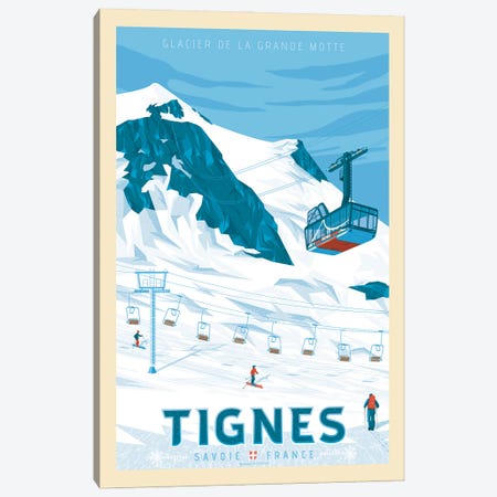 Tignes France Travel Poster Canvas Print #OTP89} by Olahoop Travel Posters Canvas Wall Art
