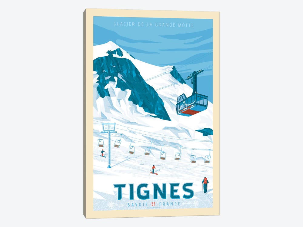 Tignes France Travel Poster by Olahoop Travel Posters 1-piece Canvas Art