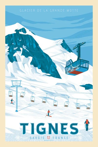 Snowy Mountains: Tignes France Travel Poster by Olahoop Travel Posters