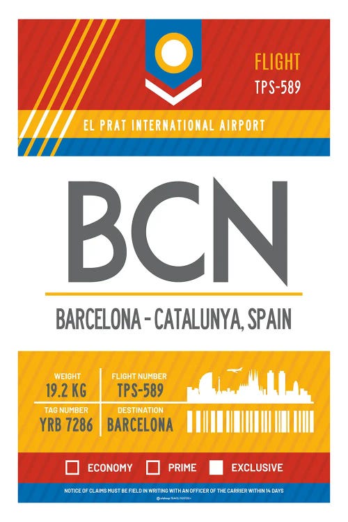 Barcelona Airport Tag Travel Poster