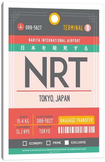 Tokyo Japan Airport Tag Travel Poster Canvas Art Print - Tokyo Art