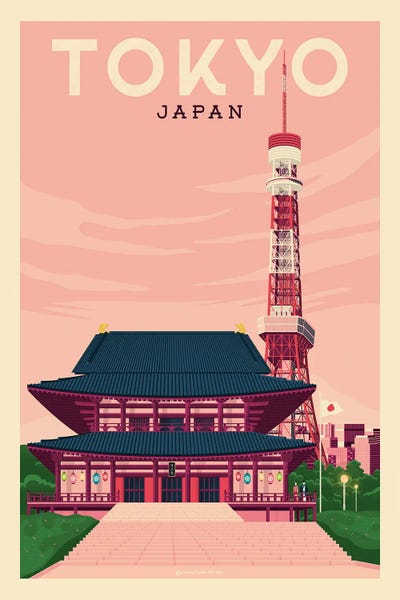 Olahoop Travel Posters: Tokyo Japan Travel Poster by Olahoop Travel Posters