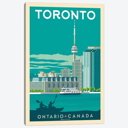 Toronto Canada Travel Poster Canvas Print #OTP92} by Olahoop Travel Posters Canvas Art Print