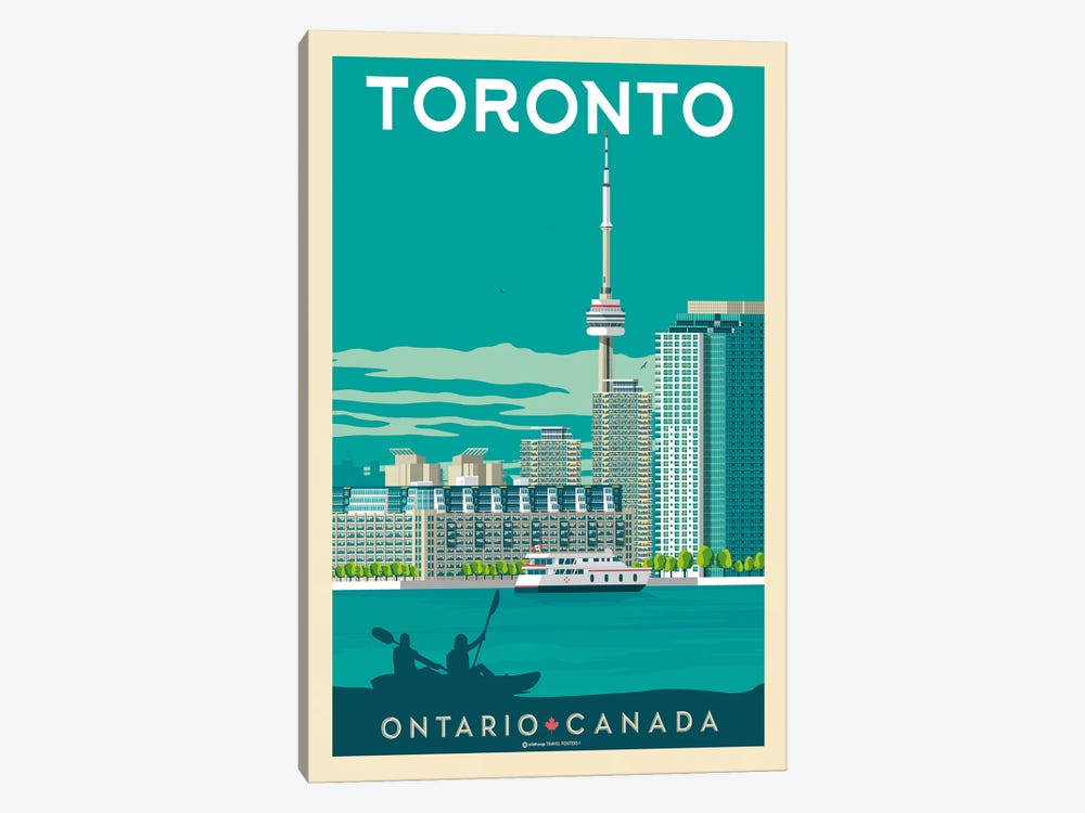 Toronto Canada Travel Poster by Olahoop Travel Posters 1-piece Canvas Wall Art