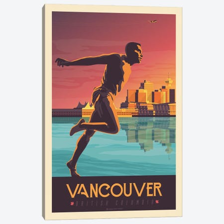 Vancouver Canada Travel Poster Canvas Print #OTP93} by Olahoop Travel Posters Canvas Print