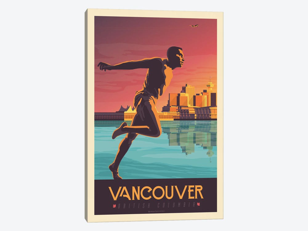 Vancouver Canada Travel Poster by Olahoop Travel Posters 1-piece Canvas Print