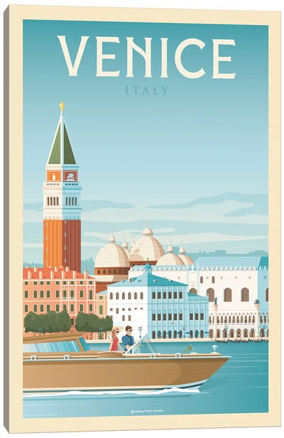 Venice Italy Travel Poster Canvas Art Print - Digital Art