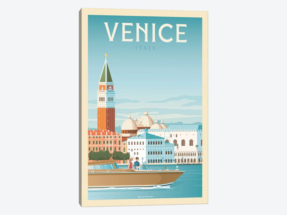 Venice Italy Travel Poster by Olahoop Travel Posters 1-piece Canvas Artwork