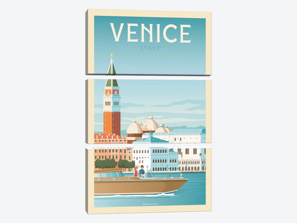Venice Italy Travel Poster by Olahoop Travel Posters 3-piece Canvas Art