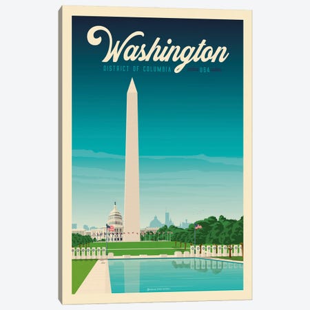 Washington DC Travel Poster Canvas Print #OTP95} by Olahoop Travel Posters Canvas Art